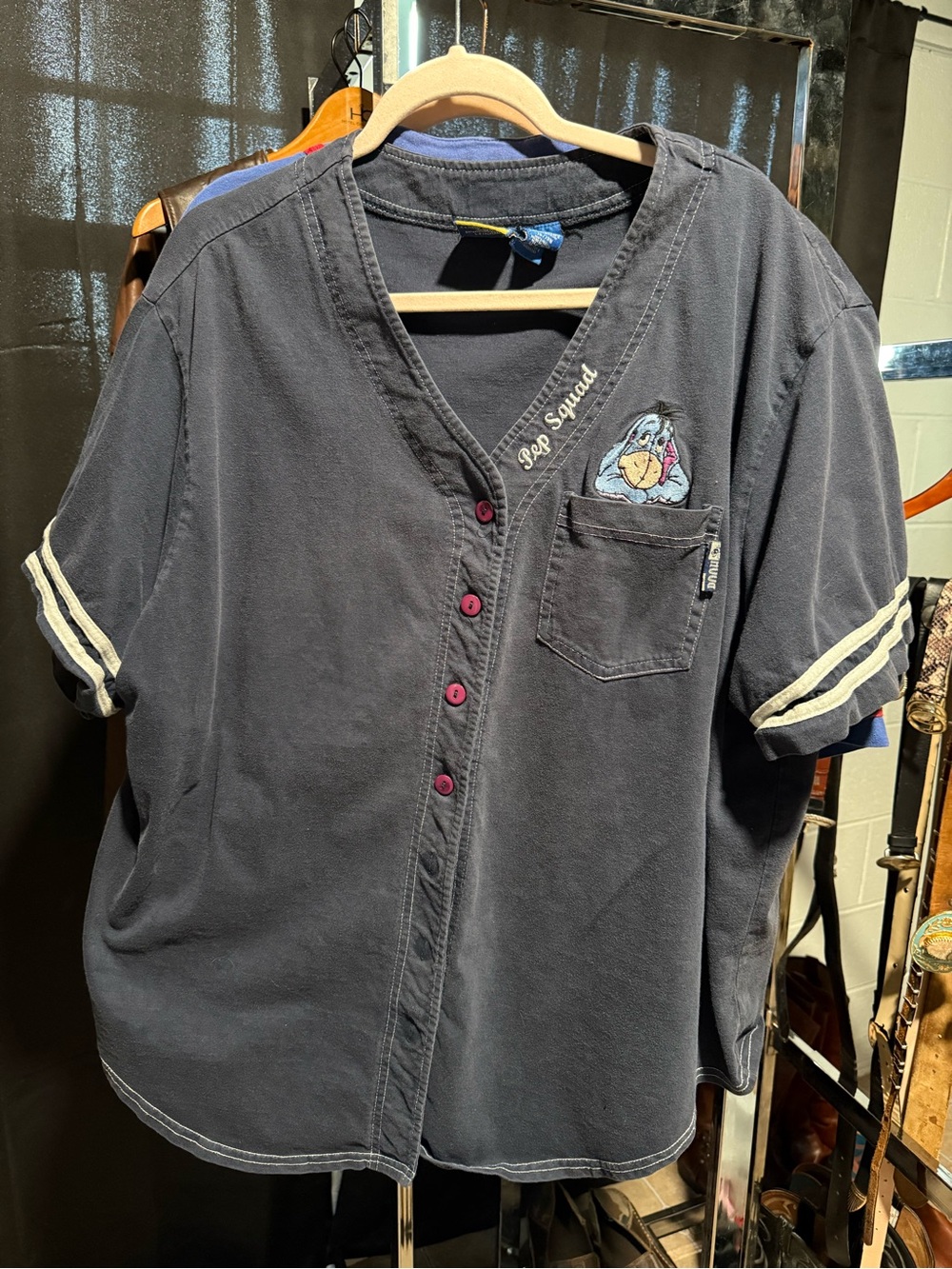 90’s Disney Eeyore oversized jersey button up top